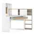 Function Plus Corner Desk with multi-functional unit In White and Oak